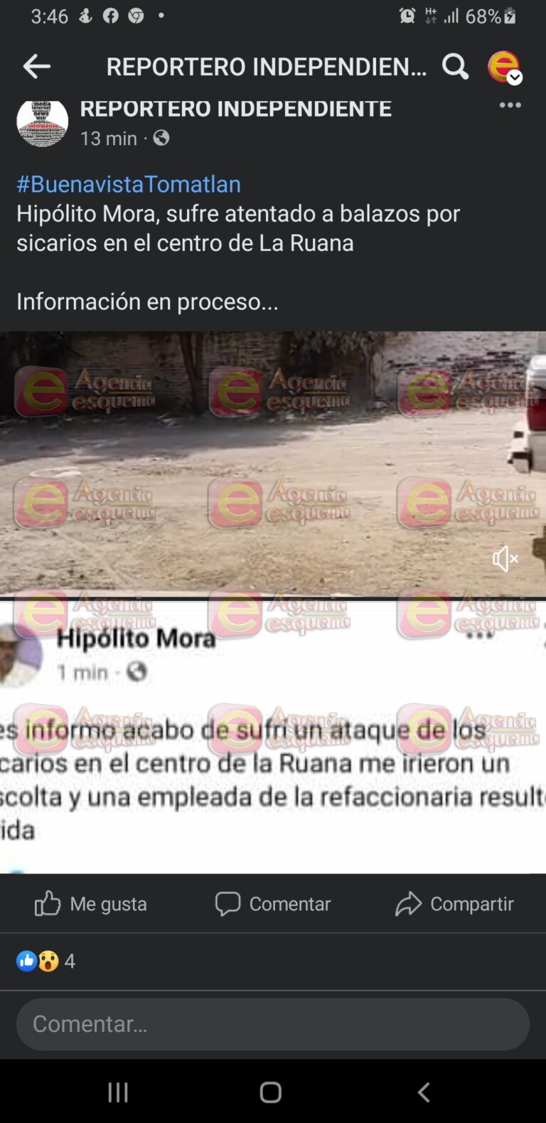 #BuenavistaTomatlan  Hipólito Mora, sufre atentado a balazos por sicarios en el centro de La Ruana  Información en proceso…