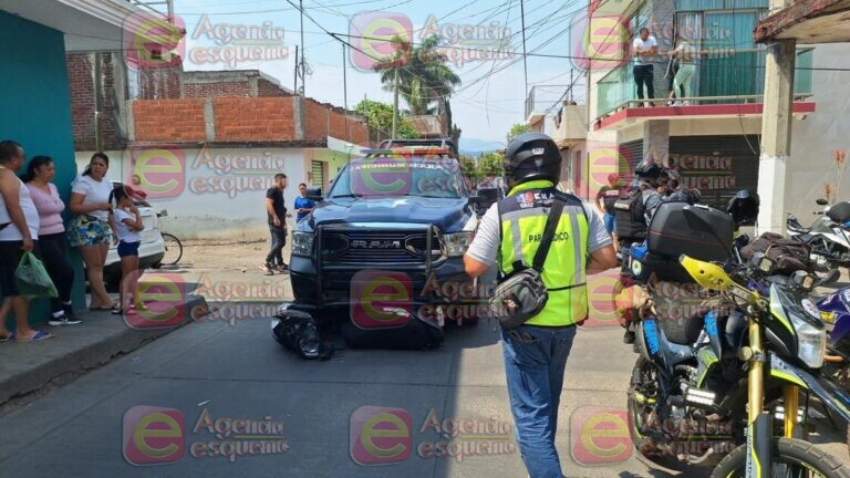 Motociclista herido en choque contra patrulla de la Policía Municipal, en Uruapan 